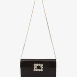 Flower black satin clutch
