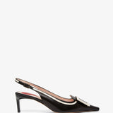 Viv canard 55 black and white slingbacks