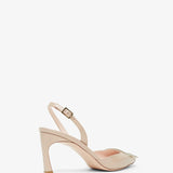 Trompette 70 beige patent slingback pumps