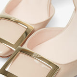 Trompette 70 beige patent slingback pumps