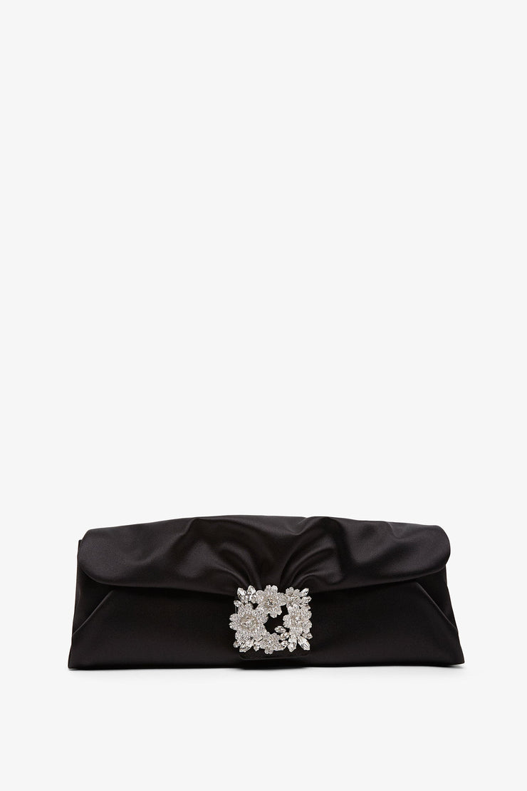 RV black satin clutch