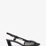 Belle Vivier 45 black mesh slingback pumps