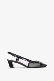 Belle Vivier 45 black mesh slingback pumps