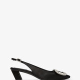 Belle Vivier pilgrim 45 black satin sling backs