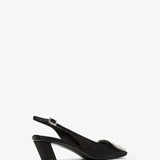 Belle Vivier pilgrim 45 black satin sling backs