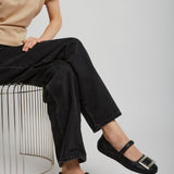 Padded black ballerinas