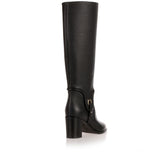 Flavius black leather knee-boot