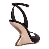 Arsina 105 black satin wedge sandal