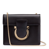Thalia black leather Gancini shoulder bag
