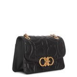 Gancino Quilting black leather shoulder bag
