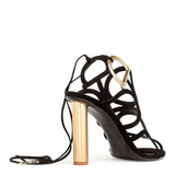 Vinci 105 black suede golden heel sandals