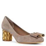 Faceted flower heel pumps