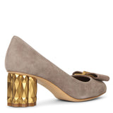 Faceted flower heel pumps