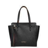 Amy M black leather tote bag