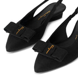 Viva sling black linnen flats