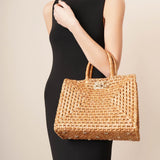 The Studio rafia natural tote bag