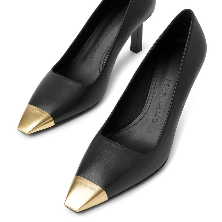 Amber 70 black leather pumps