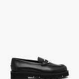 Maryan lug black leather loafer