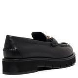 Maryan lug black leather loafer
