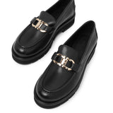 Maryan lug black leather loafer