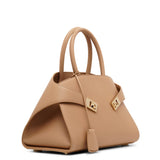 Hug soft light camel top handle bag