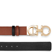 Reversible and adjustable black 25mm Gancini belt