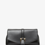 Front flap black crossbody bag