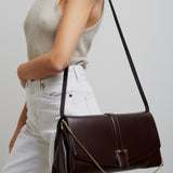 Front flap burgundy crossbody bag