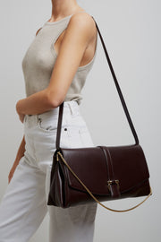 Front flap burgundy crossbody bag