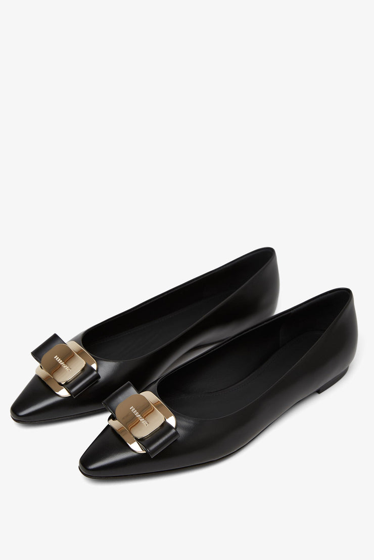 Zea black leather ballerinas