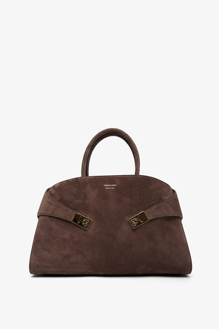 Hug medium dark brown top handle bag