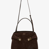Hug medium brown suede shoulder bag