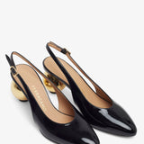 Tessie 70 black sling pumps