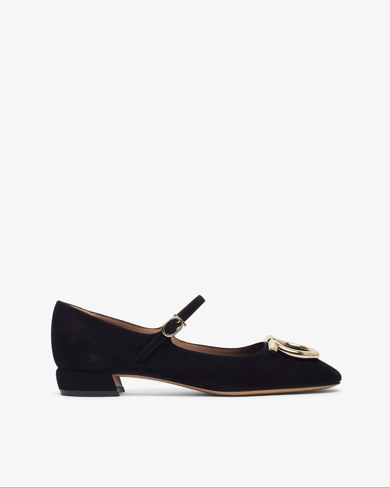 Black leather dress shoe on a white background