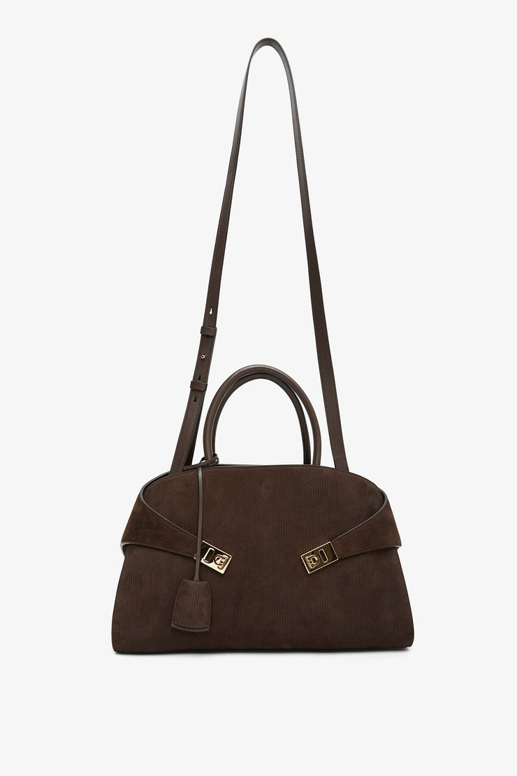 Hug M brown suede top handle bag