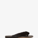 Loly black fur thong flat sandals