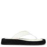 Ginza two-tone leather and suede platform flip flops