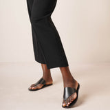Avery black leather thong sandals