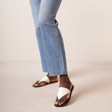 Avery white leather thong sandals