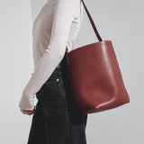Medium N/S park brown leather tote bag