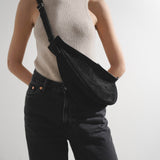 Slouchy banana small black suede shoulder bag