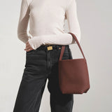 Small N/S park brown leather tote bag