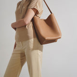 Medium N/S beige leather tote bag