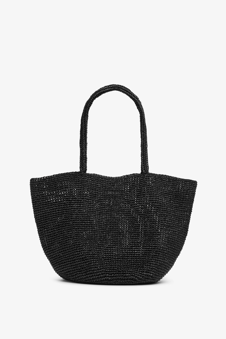 Elif black raffia bag