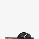 Soft knot black leather flats