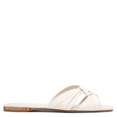 Soft knot white leather flats