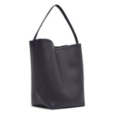 Large N/S dark blue leather tote bag
