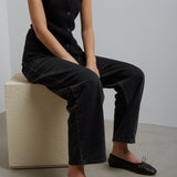 Awar black leather ballerina flats