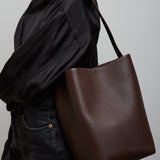 Medium N/S burgundy leather tote bag