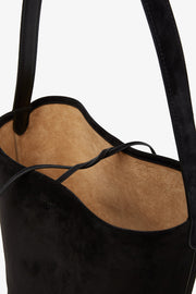 Medium N/S black suede tote bag